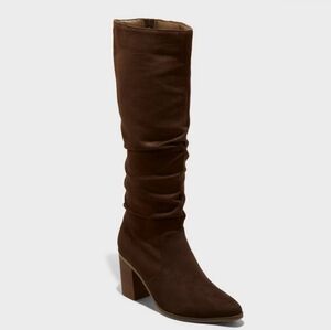 Universal Thread Women's Brown Junie Knee-High Heeled Boots With Memory Foam